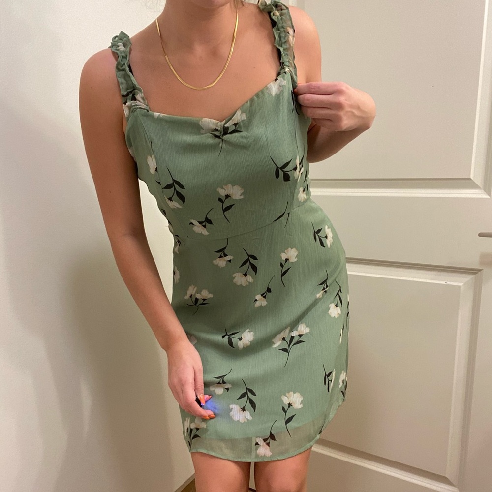 Nordstrom Green and white floral dress | Size L